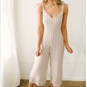 Tie strap striped jumpsuit